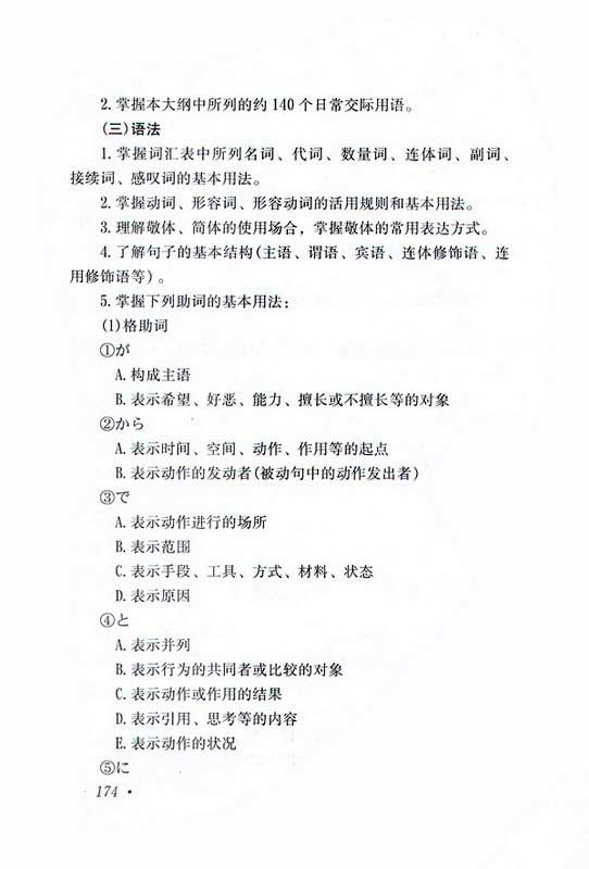 2010年高起點日語考試大綱